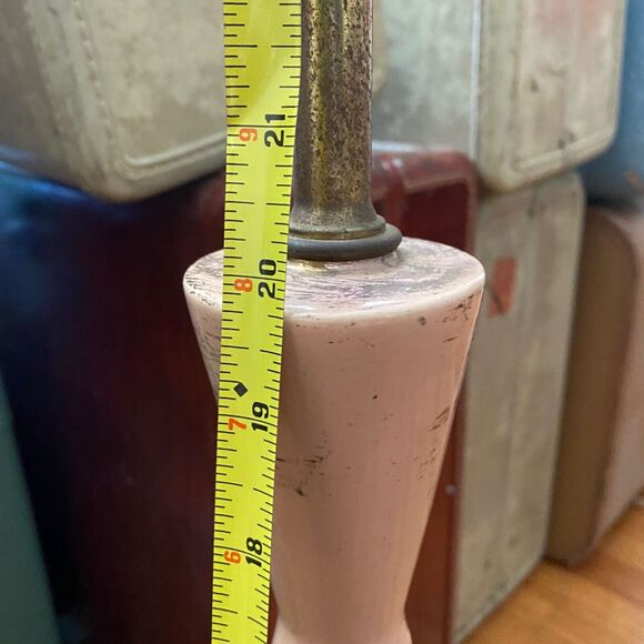 Vintage MCM Taper Tabletop Lamp Pink Gold Texture Atomic Ceramic 3 Setting WORKS - Picture 9 of 10